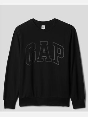 GAP Men's Black Crewneck with Tone-on-Tone Logo